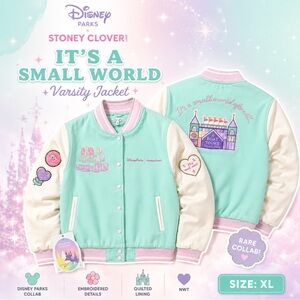 Disney Parks x Stoney Clover Lane It’s a Small World Varsity Jacket XL NWT